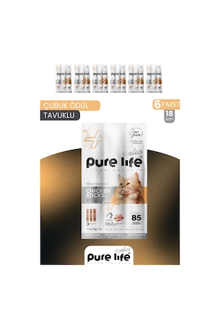 Purelife Plus Stick Tavuk Etli Kedi Ödül Çubukları 6 x 15 G