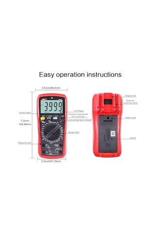 Unı-t Ut890c Profesyonel Dijital Multimetre Test Cihazı Voltmetre Ampermetre Ohmmetre Rms 6000 Hesapları Işıklı Lcd İle Polimetre Kapasite Testi Ve Sıcaklık Ölçümü