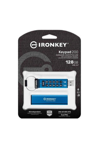 Kingston Ikkp200-128gb 128gb Ironkey Keypad 200, Fıps 140-3 Lvl 3 Pending Flash Bellek Kdo