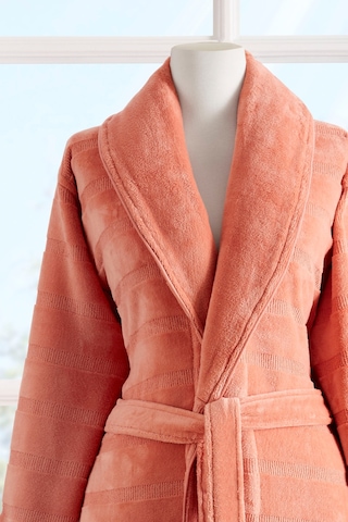 Sadem Organik Stripe Şal Yaka Bornoz Şeftali