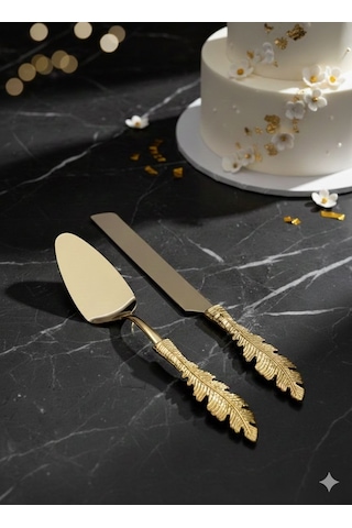 Ersan Home Tüy Model Gold 2li Pasta Sunum Seti Altın