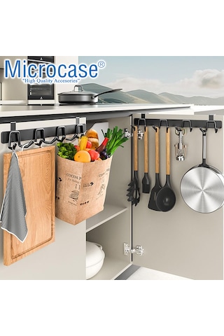 Microcase Kapı Arkası Çok Amaçlı Elbise Çanta Vb Metal Eşya Askılığı Al5446 Siyah