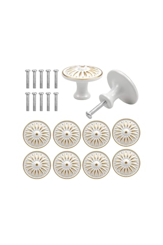 10 Adet Vintage Kapı Kolu, Çekmece Kolu, 35 Mm Mobilya Topuzu, Yuvarlak Çekmece Topuzları, Pirinç Kapı Kolları, Dolaplar İçin Mobilya Kolları Beyaz