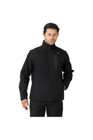 Crozwise Siyah Erkek Su Geçirmez Softshell Outdoor Mont / Ceket - 5039-10