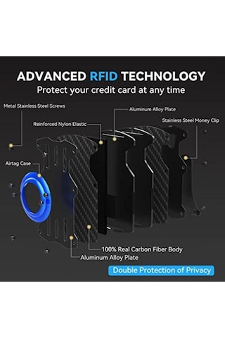 Airtag İçin Erkekler Ultra İnce Tracker Kart Tutucu Rfıd Metal Kart Tutucu Siyah