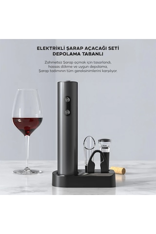 Ezere Sarjlı Otomatik Şarap Açacağı Tirbuşon Seti Şarap Açma Seti- 5775 Renkli