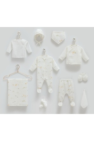 Müslin Safari 10'lu Set Yazlık Hastane Çıkışı Zıbın Seti Ekru