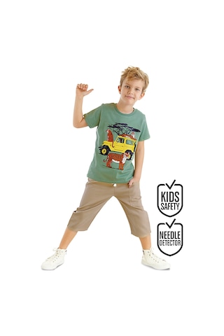 Safari Erkek Çocuk Yazlık T-shirt Gabardin Şort Takım