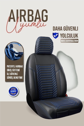 Honda Civic Fc5 Deri Oto Koltuk Kılıfı Ön Arka Takım Siyah Mavi Exclusıve Model Scr