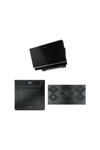 Franke FMY 99 HS XS - FHCR 905 -FMY 907 Siyah Mythos Buharlı İnox Set