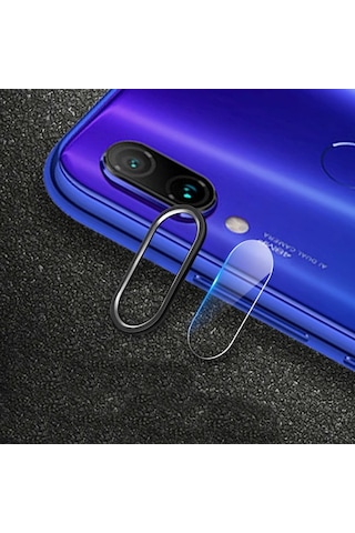 Xiaom Redmi Note 7 Kamera Koruma Metal Lens+ Kırılmaz Cam Set- 5775 Siyah