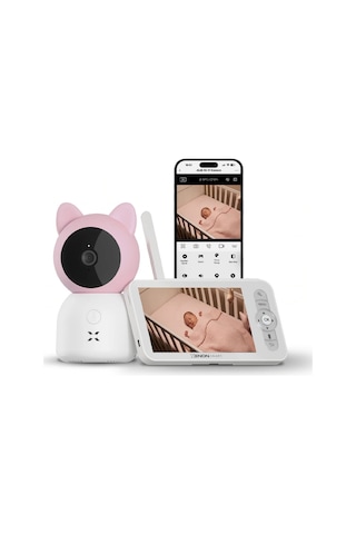 Xenon Smart Uyku Takip Premium Seti 3'lü Monitörlü Pembe Bebek Kamerası 5 İnç, 4.8 L Hava Nemlendirici Ve Beyaz Gürültü Makinesi