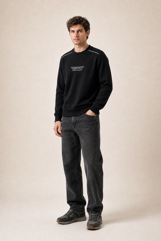 Redline Respect Bisiklet Yaka Regular Fit Kışlık Sweatshirt Siyah