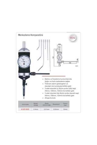 Werka Merkezleme Komparatörü 0-3mm 0.01mm