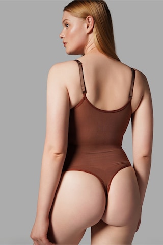 Kadın Dikişsiz Çıtçıtlı String Body Korse 9052 Kahverengi