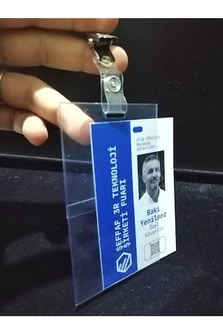 Pvc Mandallı Yaka Kartı İsimlik 7x10 Cm Dik Yaka Kartı Kıskaçlı