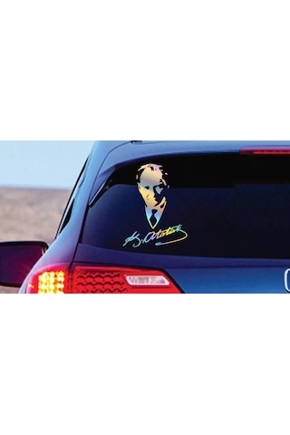 Hologramlı Janjanlı Atatürk Ve İmza Sticker - Araba Oto Motosiklet Sticker 02527 25x19 Cm