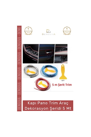 Otodekor İç Trim Galvanik Şerit Pano Süsleme Esnek Pvc Lüks Aksesuar Araba Dekorasyon 5 Metre