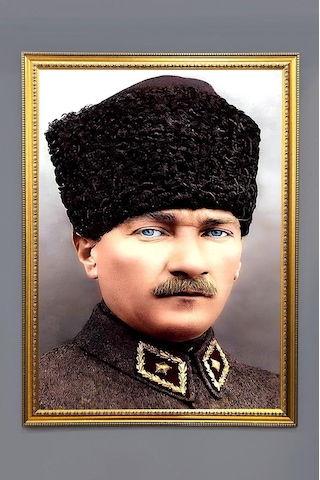Atatürk Portresi Dijital Baskılı Kadife Kumaş Çerçeveli Tablo Tbl0042