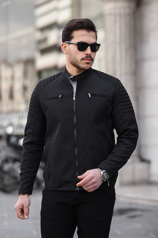 Mero Life Erkek Siyah Su Ve Rüzgar Geçirmez Slim Fit Astarlı Mevsimlik Mont Siyah