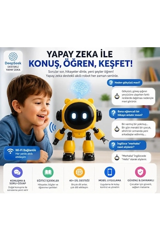 Özel Üretim Konuşan Oyuncak Eğlence Aleti Konuşma Özellikli Akıllı Yapay Zeka Robotu Wifi Uygulamalı