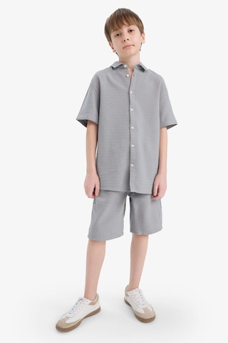 Defacto Erkek Çocuk Regular Fit Polo Yaka Dokulu Kısa Kollu Gömlek E7003a825hsgr265 Gri