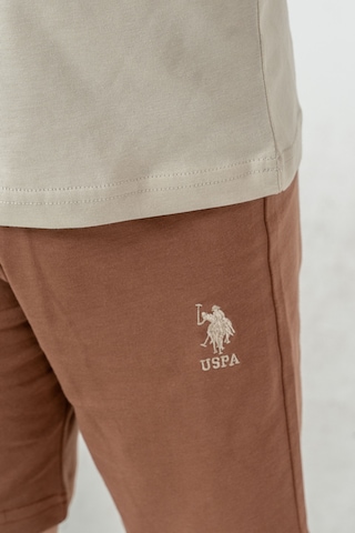 U.s Polo Assn. 2473 Kısa Kol Erkek Çocuk Bermuda Şort Pijama Takımı Bej