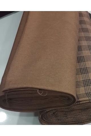 Karmen Ekose Ve Düz Kombin Kışlık Etek Takım Ceket Kumaşı Camel