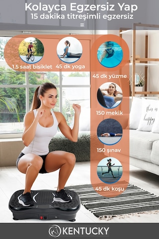 3d 5 Programlı Titreşimli Spor Kondisyon Fitness Egzersiz Aleti Vipration Plates Siyah Siyah