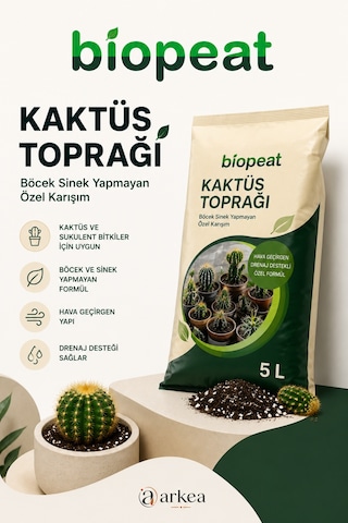 5 Lt Kaktüs Toprağı Sukulent Ve Kaktüsler İçin Hava Geçirgen Özel Karışım 1000