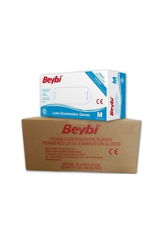 Beybi Pudralı Lateks Muayene Eldiveni 100'lü x 20 Paket M