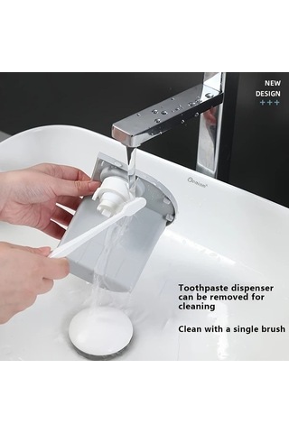 Fastbuy Challenger Diş Fırçası Tutucu Ve 4 Bardaklı Banyo Organizatörü Macun Dispenser Kiti Gri Gri