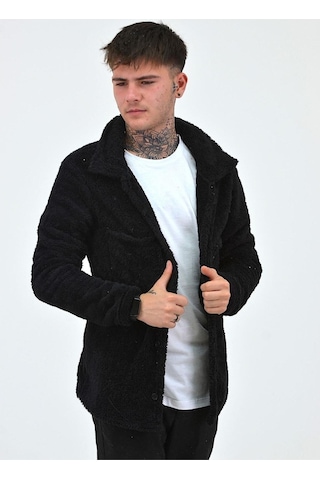Beybun Boutique Unisex Peluş Polar Hırka Ceket Siyah
