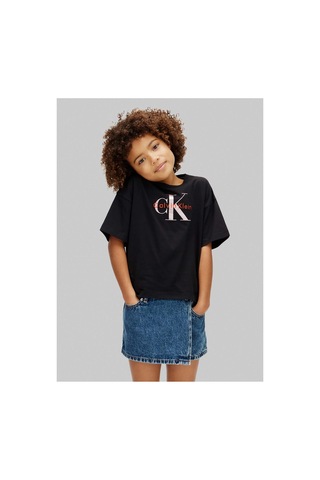 Calvin Klein Siyah Kız Çocuk Baskılı T-shirt Lvcksja20gbeh-16308