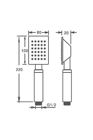 Fause El Duş Başlığı 304 Çelik Metal Kare Ke104 Krom