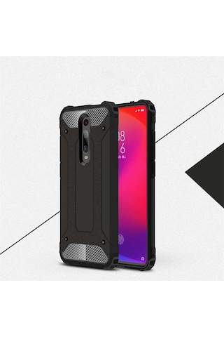 Kilifone - One Plus 7 Pro Uyumlu - Kılıf Çift Katman Koruyucu Crash Military Tank Kılıf - Siyah Siyah
