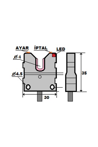 Mefa İks-b30ta-pk ,kübik/3mm Pnp-nc Ayar+iptal 3-kablo İplik Sensör