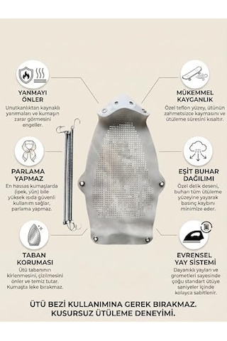 Yanmaz Yapışmaz Teflon Ütü Altlığı, Parlama Önleyici, Hassas Kumaş Koruyucu Ütü Çarığı, Yaylı Montaj, Bu Çok Renkli
