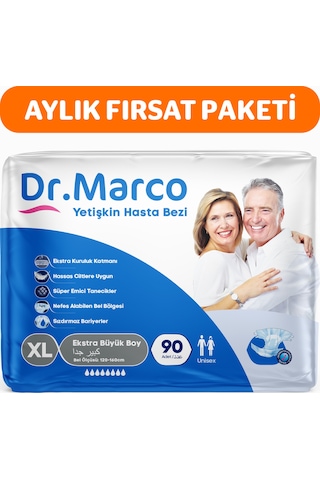 Dr.marco Yetişkin Bel Bantlı Hasta Bezi Large 3 Paket 90 Adet XL