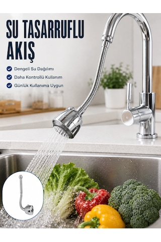 Mey İthalat Ayarlanabilir Musluk Başlığı Esnek Spiral Hortumlu Lavabo Uzatma Aparatı