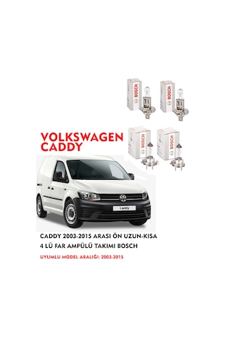 CADDY 2009 MODEL ÖN UZUN-KISA 4 LÜ FAR AMPÜLÜ TAKIMI BOSCH