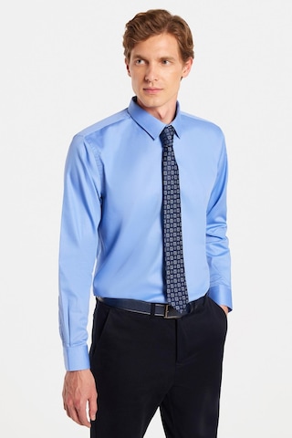 Erkek Slim Fit Non-ıron Pamuklu Doğa Dostu Ekoteks Belgeli Ütü Gerektirmez Mavi Gömlek-32994 Mavi