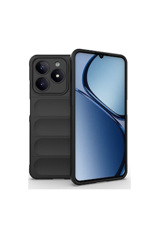 Ardemix Realme C61 Kılıf Esnek Tpu Oyuklu Arka Yüzey Tasarımlı Etnik Silikon Kapak - Siyah