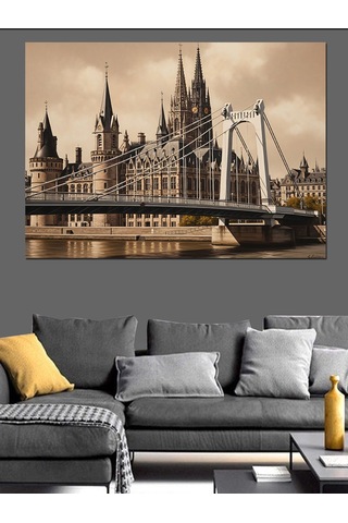 Mimari Şato Manzarası Dekoratif Kanvas - Mdf Ahşap Tablo