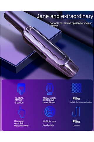 Suntek 6000pa Güçlü Araba Elektrikli Süpürge Akülü Gri Gri