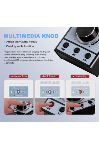 Samdoo Usb Ses Kontrol Cihazı, Bilgisayar/mac Ses Regülatörü, Hızlı Sessiz Mod, Win/mac Uyumlu, Alüminyum Gövde, Usb 3.0 Arayüzü