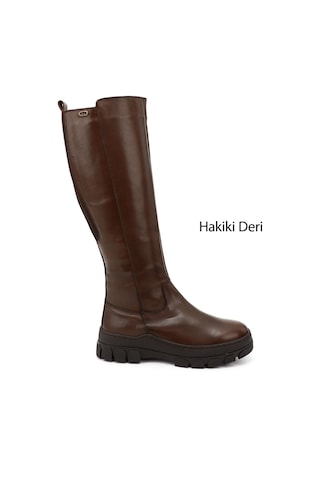 Gönderi(R) Gönderir Kadın Kahve Antik Fermuarlı Kauçuk Taban Hakiki Deri Çizme Gkzc13447521 Kahverengi