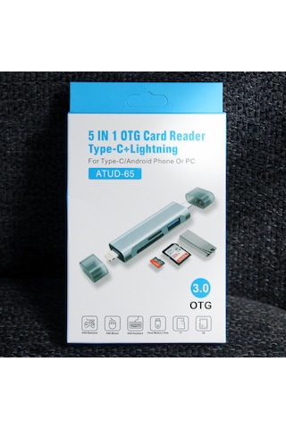 Cr61 5in1 Çift Girişli Otg Kart Okuyucu Hub Type-c & İphone İle Uyumlu Sd, Micro Sd Usb 3.0 Adaptör
