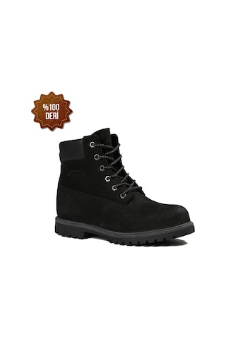 Hammer Jack Hakiki Deri Siyah Nubuk Unisex Bot Siyah
