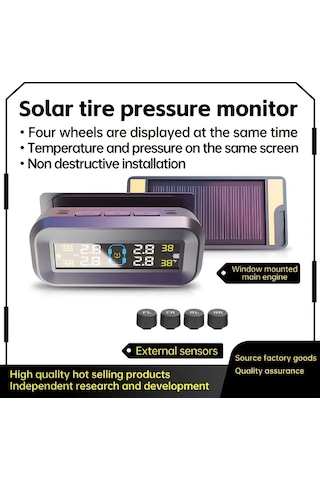 Boatshop1 Siyah Akıllı Lastik Basınç İzleme Sistemi Gerçek Zamanlı 4 Tekerlek İzleme Doğru Basınç Sıcaklık Göstergesi Düşük Basınç Uyarısı Usb Şarj